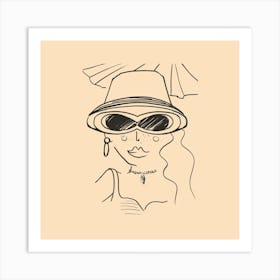 Taking Shade on the Beach Sunglasses and Hat Art Print