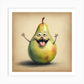 Cartoon Pear Art Print