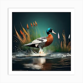 Duck In Water 5 Art Print