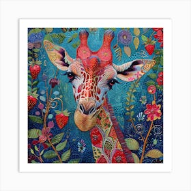 Strawberry Giraffe Art Print