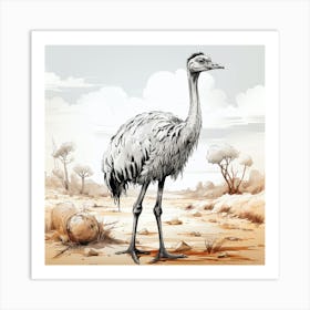 Cute Emu Art Print