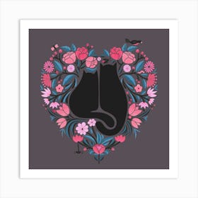 I Heart Cats And Plants Art Print