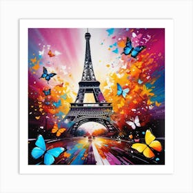 Paris With Butterflies 159 Art Print