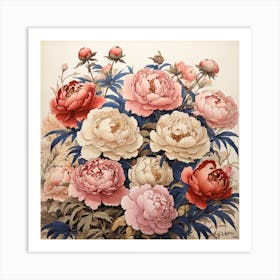 Peonies In A Vase 3 Art Print