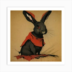 Black rabbit Art print  Art Print