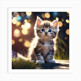 Kitten At Night Art Print