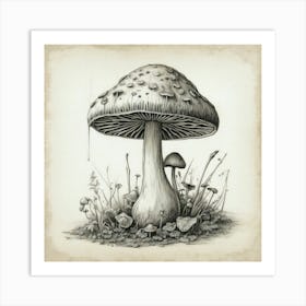 Mushroom Drawing Art Print