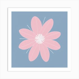 A White And Pink Flower In Minimalist Style Square Composition 255 Art Print