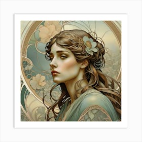 Art Nouveau Girl 5 30x30in 8280x8280px 18 Art Print