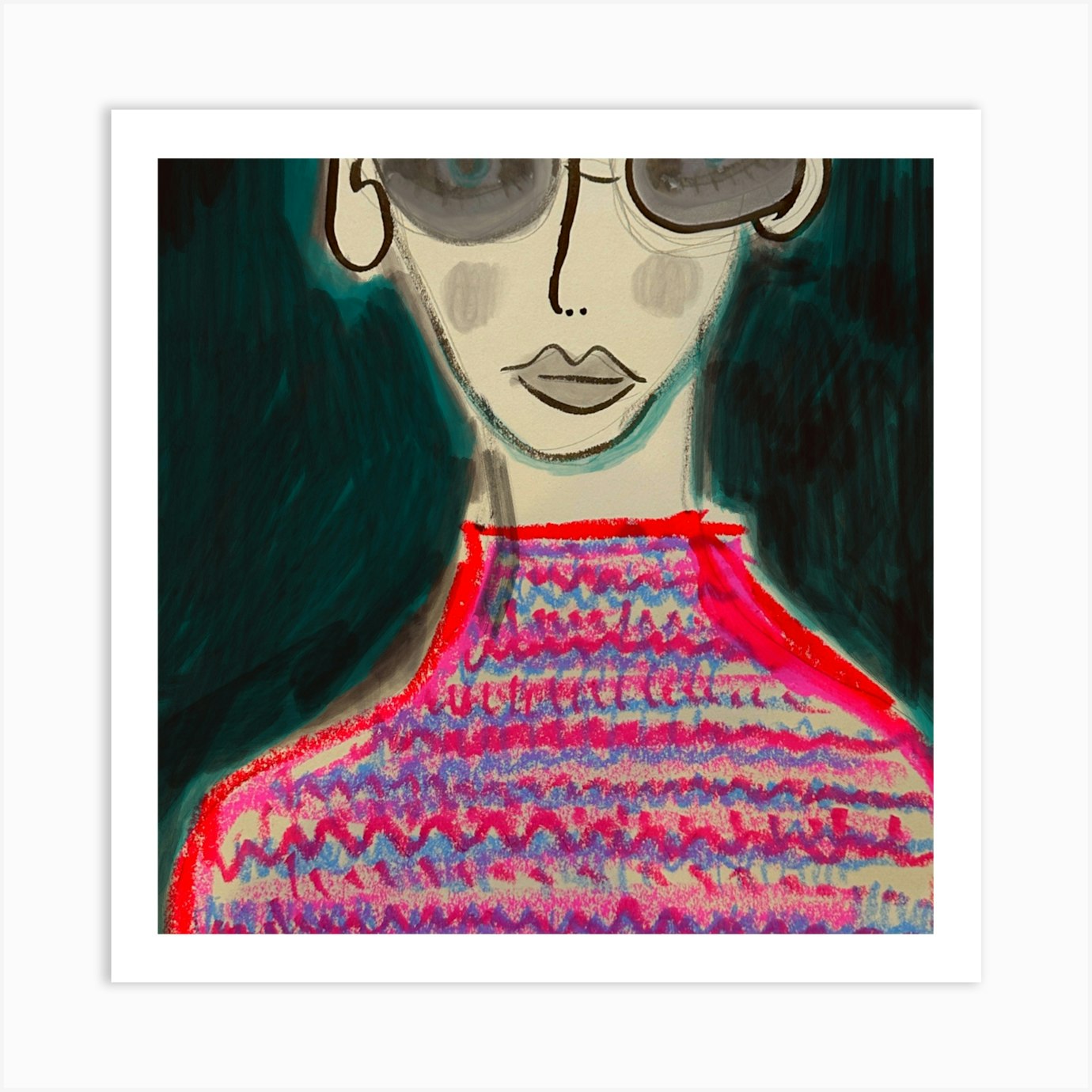 Woolly jumper and glasses Art Print by Wanderlandz