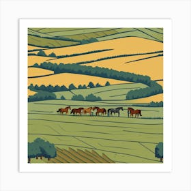 Horses In The Countryside Art Print