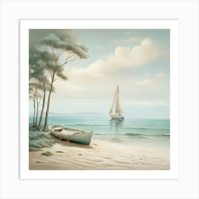 Sailboat On The Beach 1 Art Print