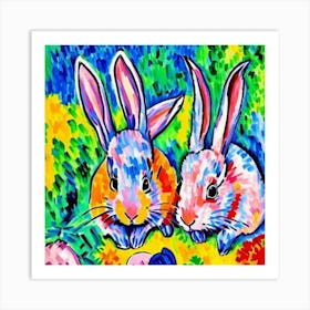 Rainbow Bunnies Art Print