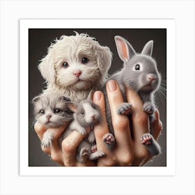 Small Pets In Hands Art Print