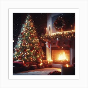 Christmas Tree In The Living Room 1 Art Print