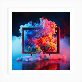 Tv Set In Smoke Art Print