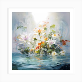 AI Bloom in Grace: Radiant Floral Watercolors Art Print