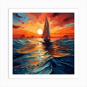 Sailboat At Sunset 15 Art Print