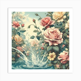 Roses In The Water 1 Art Print