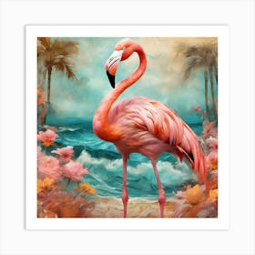 Flamingo Dreams A Surreal Tribute to Van Gogh's Golden Style 3 Art Print