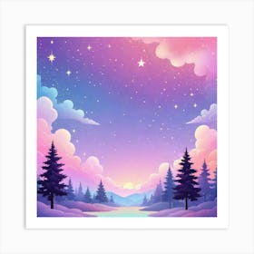 Sky With Twinkling Stars In Pastel Colors Square Composition 53 Art Print