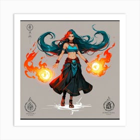 Fire Wraith The Magic of Watercolor: A Deep Dive into Undine, the Stunningly Beautiful Asian Goddess 1 Art Print