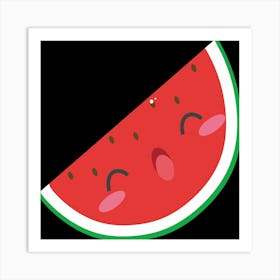 Fruit Watermelon Cute Kawaii Healthy Seeds Face Art Print