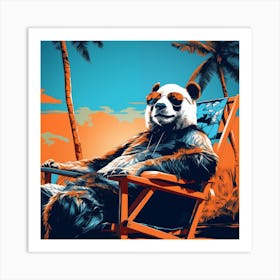 Panda On Holiday Pop Art Style Art Print