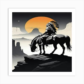 Indian Chief On Horseback Art Print