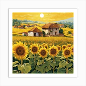 Sunflowers In The Field Art Print