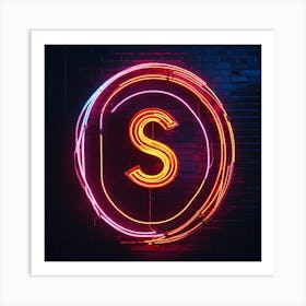 S Logo Neon Art Print