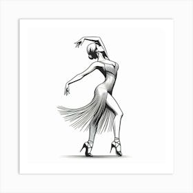 Line Art Latin Dancer 4 Art Print