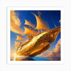 Default A Luminous Solar Sailer Its Hull Gleaming With Golden 2 (1) Art Print