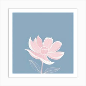 A White And Pink Flower In Minimalist Style Square Composition 204 Art Print