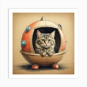 Cat In A Spaceship Art Print