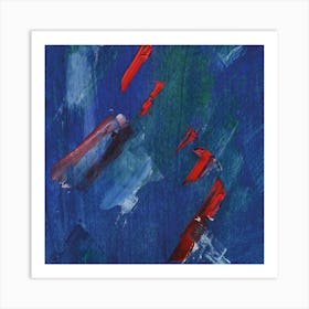 Red And Blue Square Abstract Paint Art Print