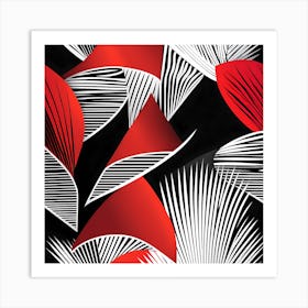 Abstract Red And White Pattern vector art Art Print