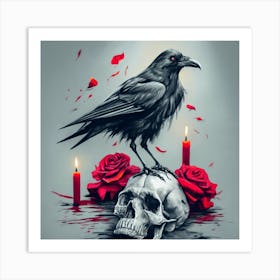 Raven And Roses 1 Art Print