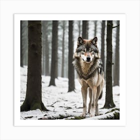 Wolf In The Woods 16 Art Print