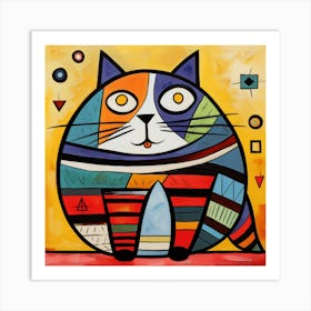 Funny Fat Cat In The Style Of Picasso3 Art Print