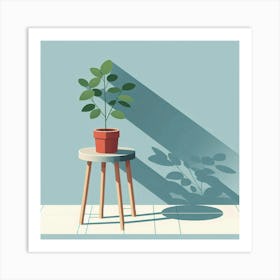 Potted Plant On A Table 1 Art Print