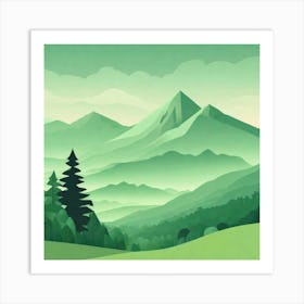 Misty mountains background in green tone 86 Art Print