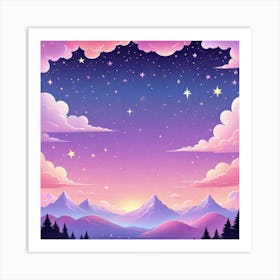 Sky With Twinkling Stars In Pastel Colors Square Composition 212 Art Print