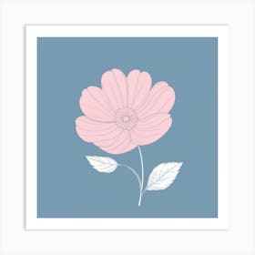 A White And Pink Flower In Minimalist Style Square Composition 722 Art Print