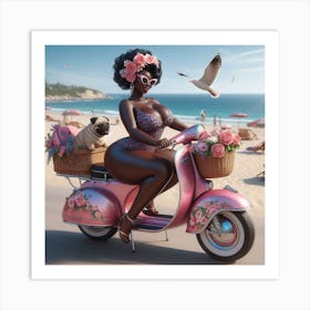 Plus Size Woman On A Scooter Art Print