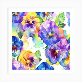 Pansies Seamless Pattern Art Print