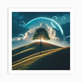 Tree On A Hill Art Print