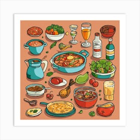 Illustration Of Food For Website Recipes Icon Draw (2) Art Print