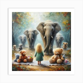 Little Girl With Teddy Bears 1 Art Print