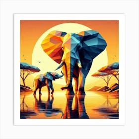 The Earth and Water Guardians Elephants Art Print